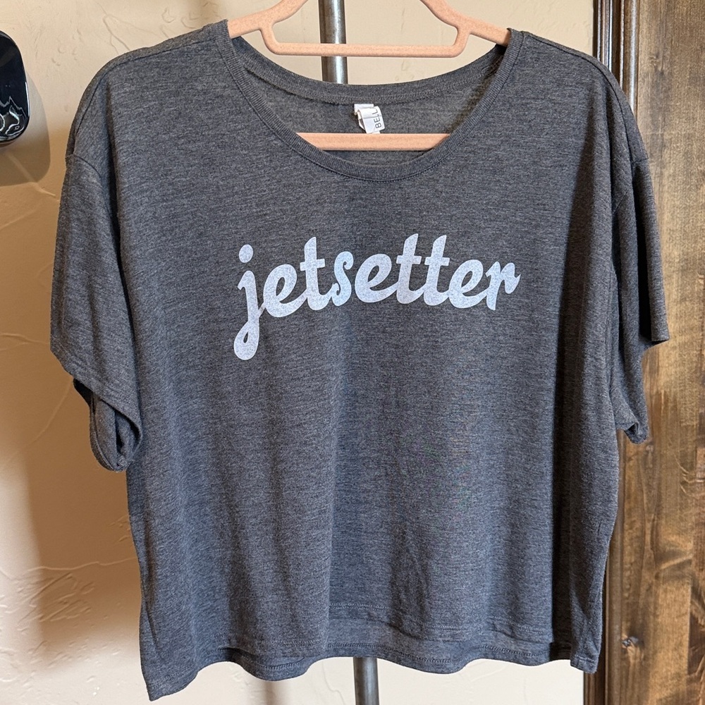 Bella Heather Charcoal Crewneck Tee with White Label